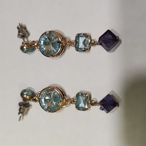 Pretty pale blue, purple & gold earrings